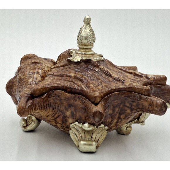 Shell Decorative Beach Decor Conch Trinket Box with Lid  Jewelry Key Dish Resin - Picture 4 of 16